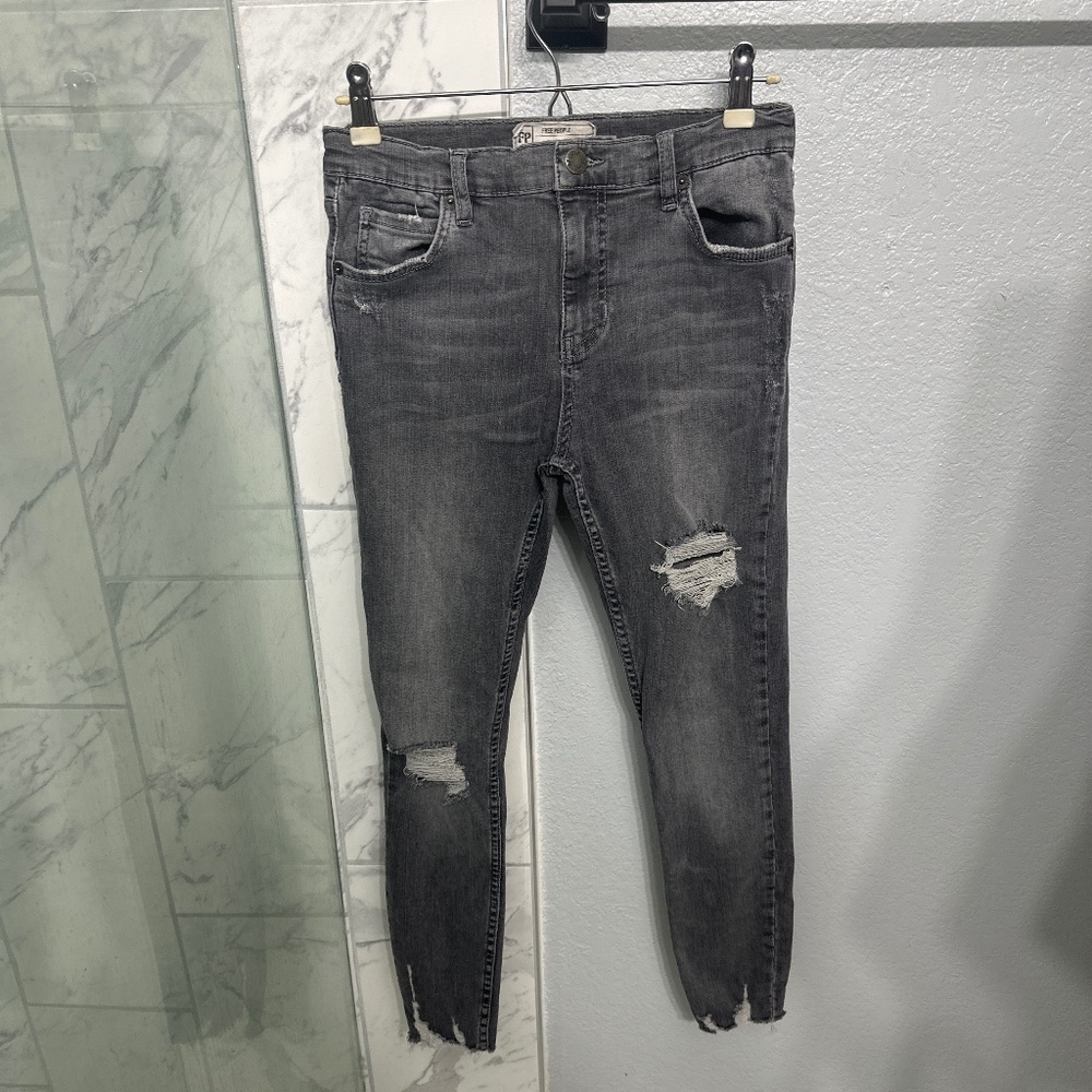 Free People High Rise Distressed Jeans